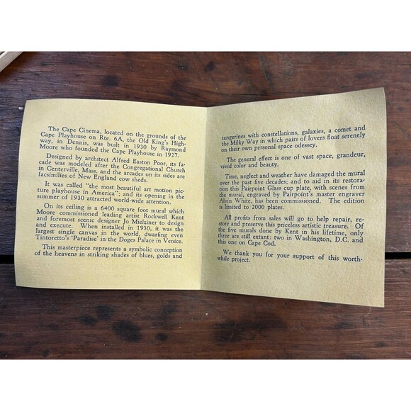 Vintage Pairpoint Glass Cup Plate Turquoise Cape Cinema Anniversary 1980 MA - Picture 4 of 8